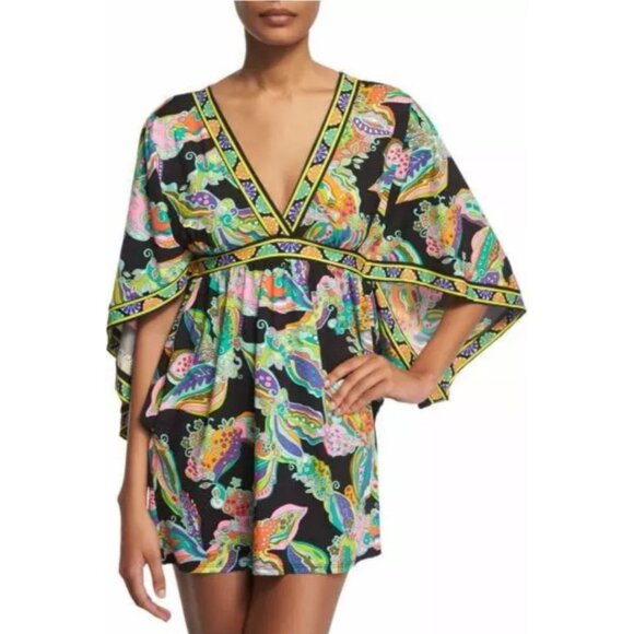 Trina Turk Sea Garden Floral Tunic Cover Up Dress Multi Size Large - Picture 1 of 7